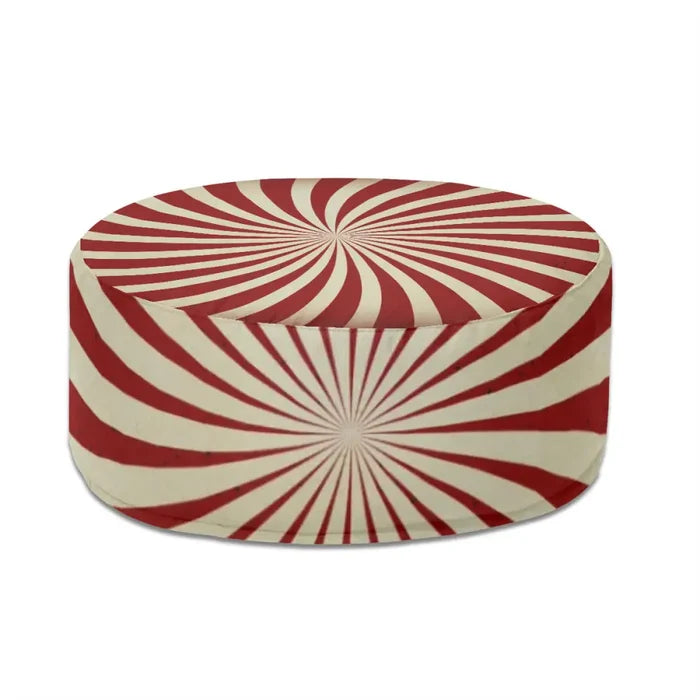 Retro 70s Sunburst Inflatable Ottoman – Midcentury Modern Portable Footstool - pouf