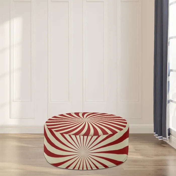 Retro 70s Sunburst Inflatable Ottoman – Midcentury Modern Portable Footstool - pouf