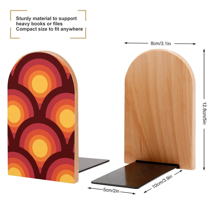 Retro 70s Wooden Bookends (Set of 2) – Midcentury Desk Shelf Decor
