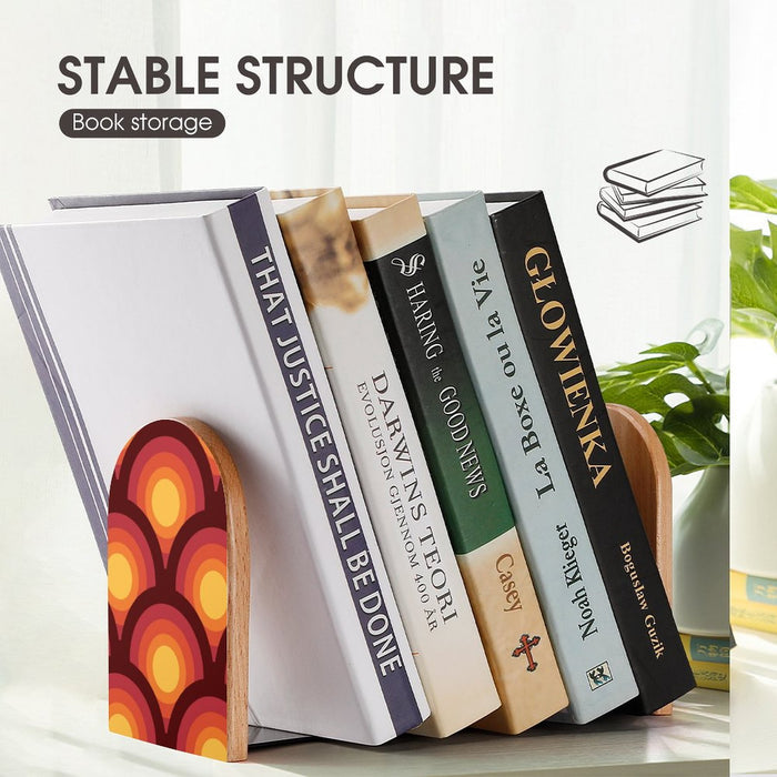 Retro 70s Wooden Bookends (Set of 2) – Midcentury Desk Shelf Decor