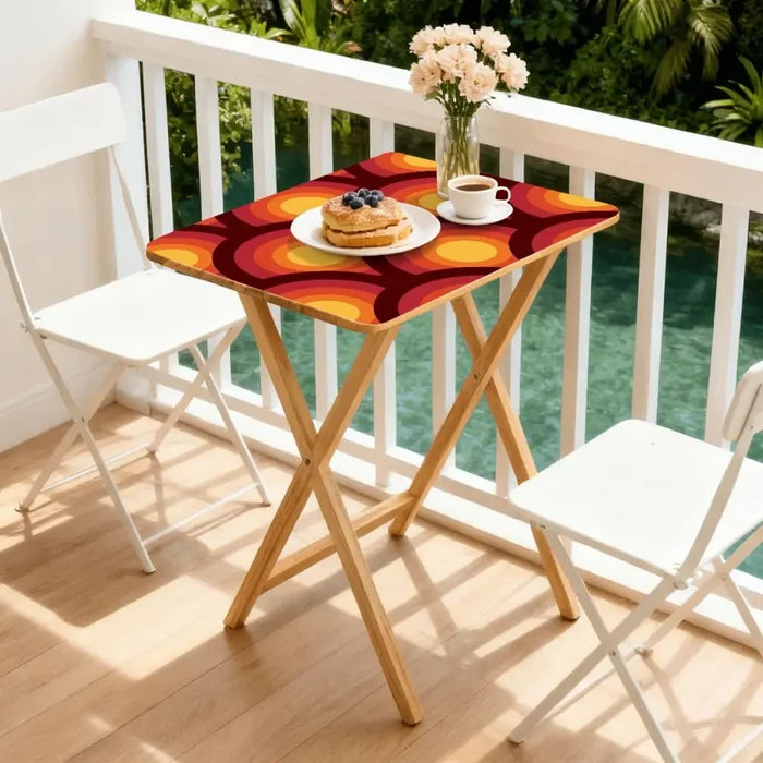 Retro 70s Wooden TV Tray Set with Stand – Folding Snack Tables Set of 4 - 4 Pack - retro tv tray