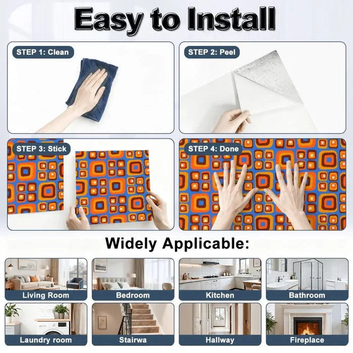 Retro Bauhaus Peel & StickWall Panel Kit: Waterproof PVC Tiles - Wall Coverings