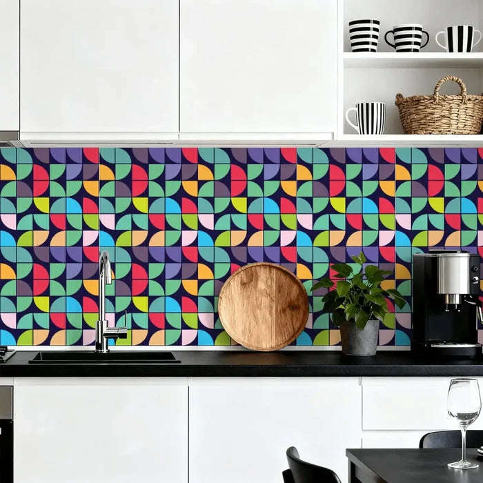 Retro Bauhaus Self-Adhesive Wall Panel Kit: Waterproof PVC Tiles - Wall Coverings
