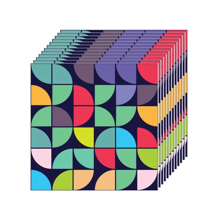 Retro Bauhaus Self-Adhesive Wall Panel Kit: Waterproof PVC Tiles - Wall Coverings