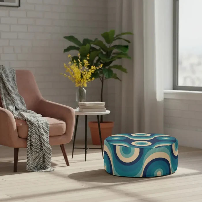 Retro Inflatable Footstool – 70s Midcentury Modern Ottoman - pouf
