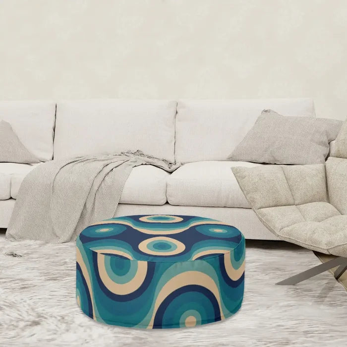 Retro Inflatable Footstool – 70s Midcentury Modern Ottoman - pouf