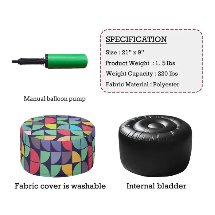 Retro Inflatable Footstool – 70s Midcentury Modern Ottoman - pouf