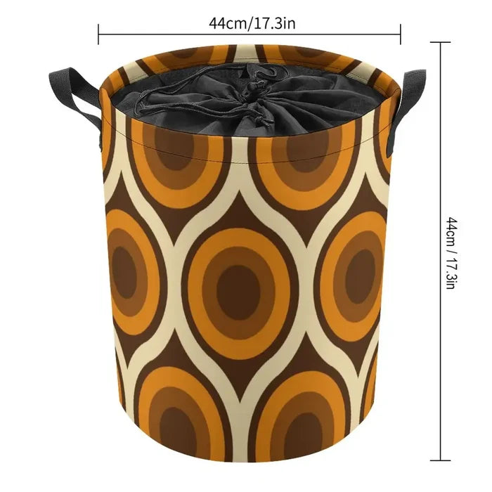 Retro Midcentury Laundry Basket with Drawstring – Collapsible Hamper - retro laundry