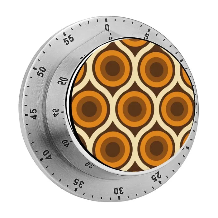 Retro Midcentury Magnetic Kitchen Timer – Mechanical Stainless Steel - retro timer