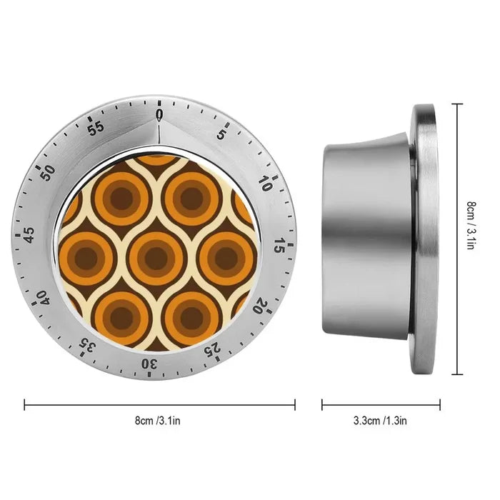 Retro Midcentury Magnetic Kitchen Timer – Mechanical Stainless Steel - retro timer