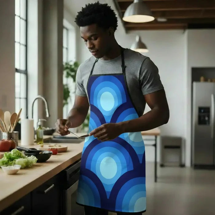 Retro Midcentury Peacock Eye Design Unisex Apron with Front Pocket - retro ads