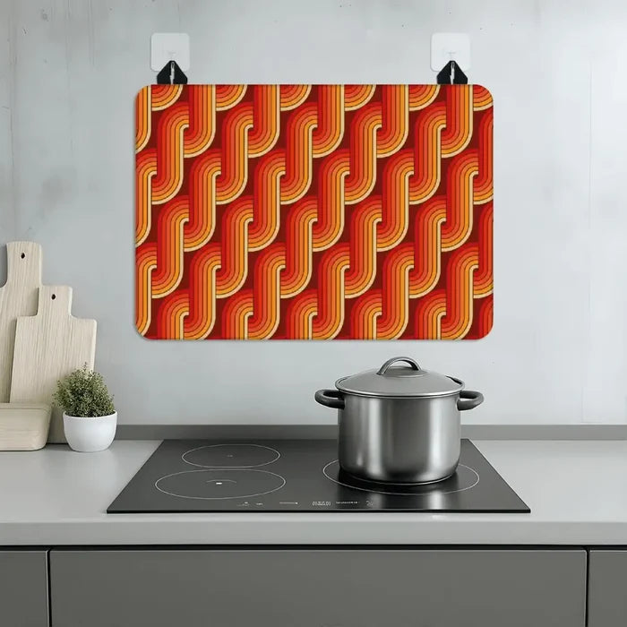 Retro Midcentury Stove Cover – 70s Vibrant Kitchen Protector Mat - retro kitchen