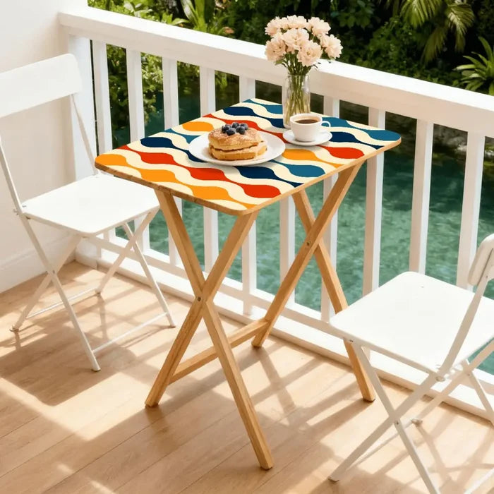 Retro Midcentury TV Dinner Tables – 4 Folding Trays with Rack - 4 Pack - retro tv tray