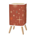 Retro Nordic Square Trash Can with Lid Christmas Stars Celestial Brick Red - One Size - retro tash cans