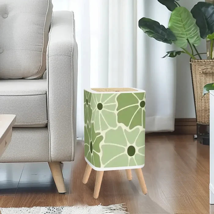 Retro Nordic Trash Can with Lid: Bold Floral Mid-Century Modern Style - One Size - retro tash cans