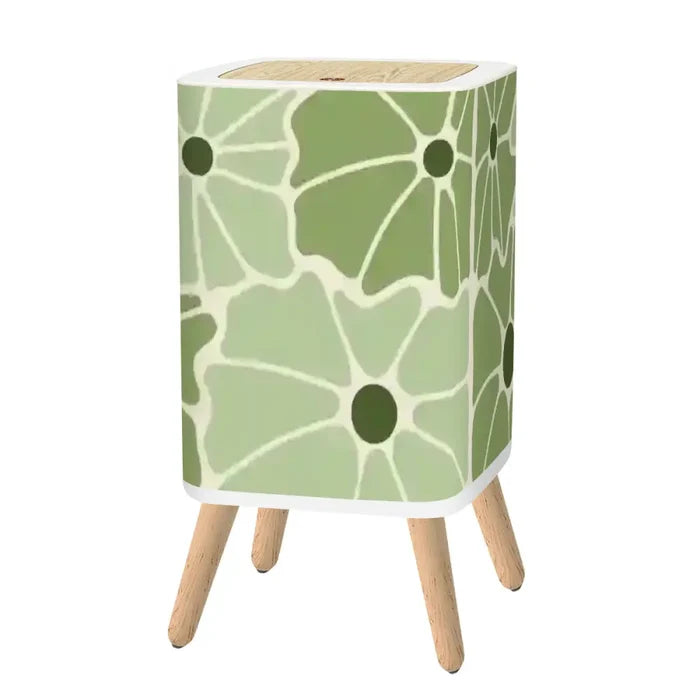 Retro Nordic Trash Can with Lid: Bold Floral Mid-Century Modern Style - One Size - retro tash cans