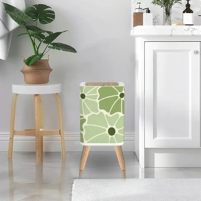 Retro Nordic Trash Can with Lid: Bold Floral Mid-Century Modern Style - One Size - retro tash cans