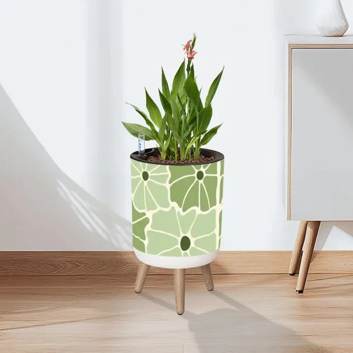 Retro Nordic Trash Can with Lid: Bold Floral Mid-Century Modern Style - One Size - retro tash cans