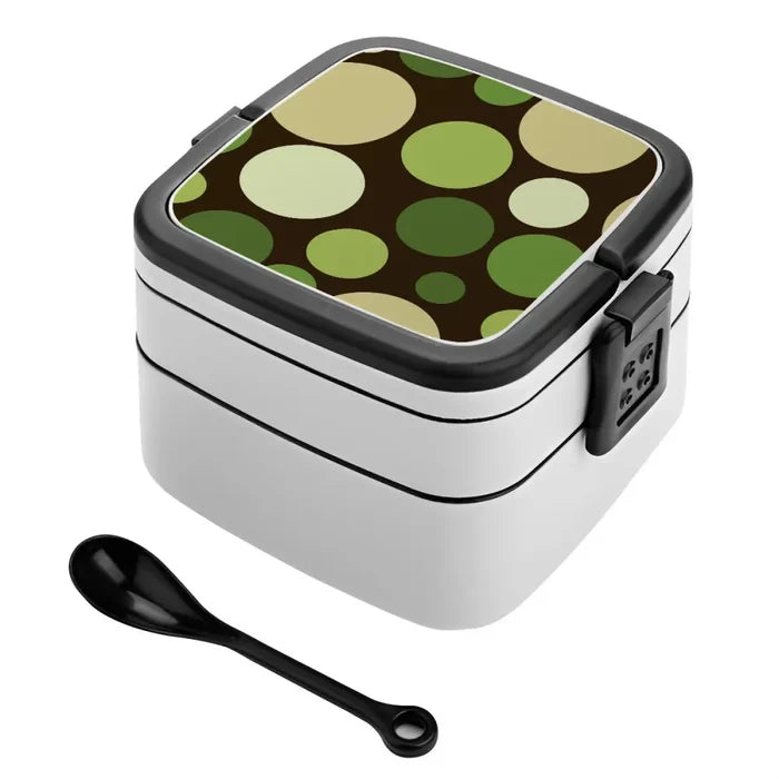 Retro Reusable Bento Lunch Box – Stackable Midcentury Polka Dots Food Box - retro bento