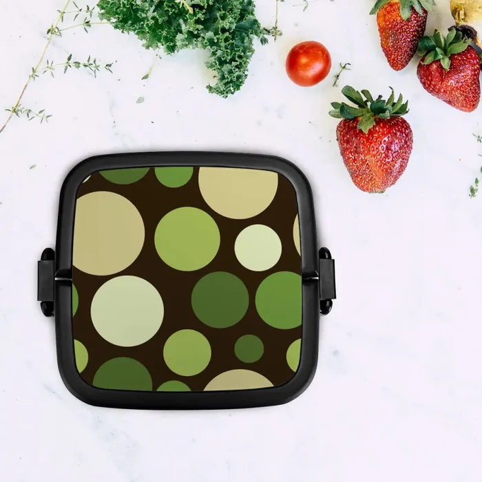 Retro Reusable Bento Lunch Box – Stackable Midcentury Polka Dots Food Box - retro bento