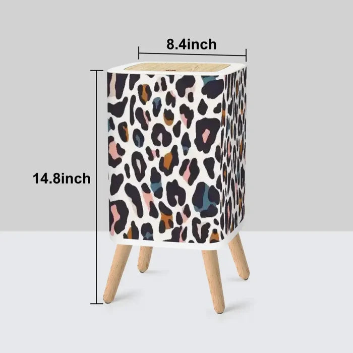 Retro Square Small Trash Can with Lid Colorful Leopard Pattern - One Size - retro tash cans