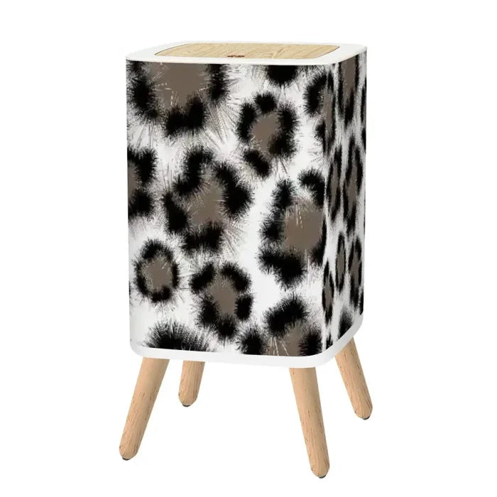 Retro Square Small Trash Can with Lid Leopardskin Pattern - One Size - retro tash cans
