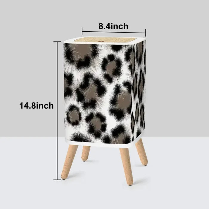 Retro Square Small Trash Can with Lid Leopardskin Pattern - One Size - retro tash cans