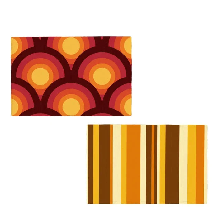 Retro Striped Midcentury Drink Coasters – Cork Back Set of 4 - retro coaster