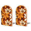 Retro Wooden Bookends Set of 2 – Beech Wood & Iron Shelf Organizers