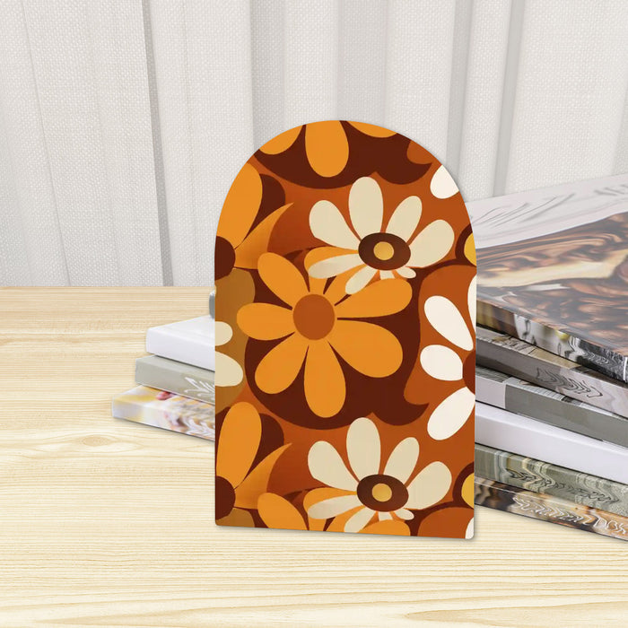 Retro Wooden Bookends Set of 2 – Beech Wood & Iron Shelf Organizers