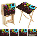 Retro Wooden Folding Side Tables Set of 4 – TV Trays with Storage Stand - 4 Pack - retro tv tray