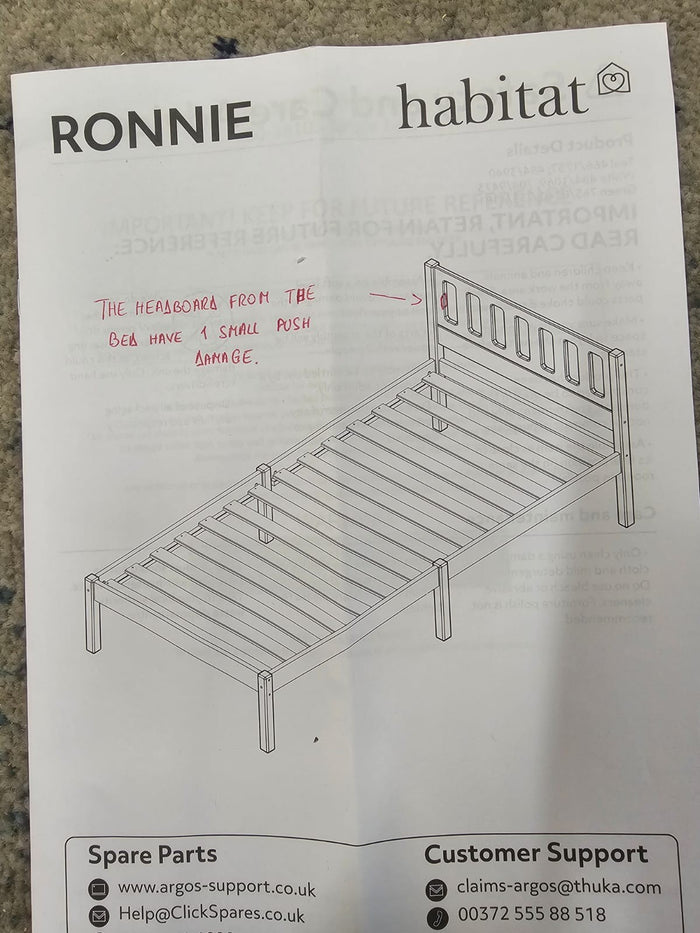 Ronnie Single Bed Frame - Duck Egg Blue (B Grade)
