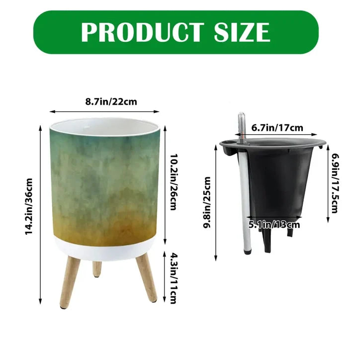 Scandi Style Planter with Wooden Legs: Earthy Tones Ombre Home Decor - retro plant pot