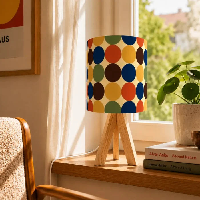 Scandinavian Retro Dots Tripod Table Lamp – Mid Century Accent Remote Light - retro table lamps