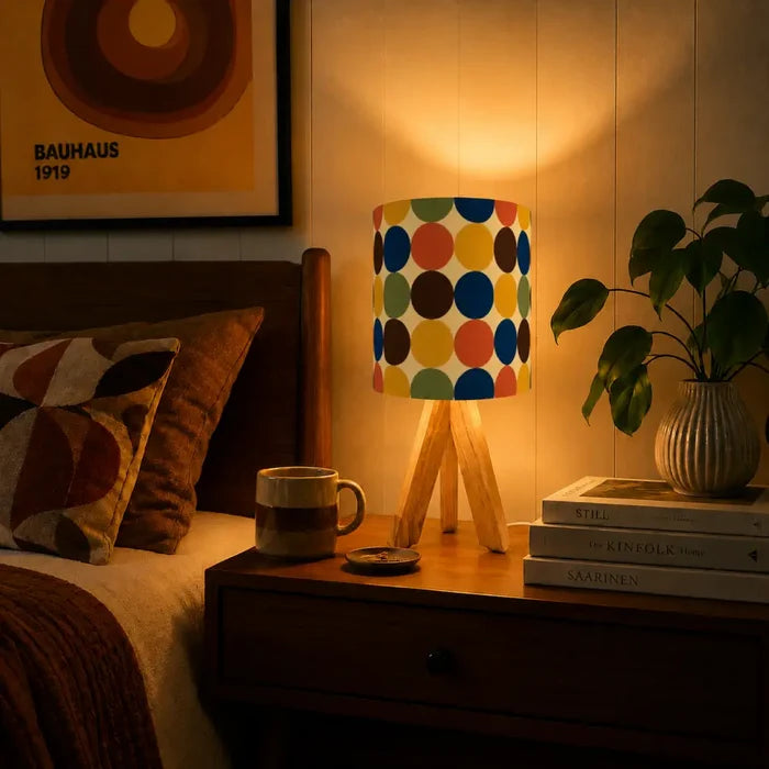 Scandinavian Retro Dots Tripod Table Lamp – Mid Century Accent Remote Light - retro table lamps