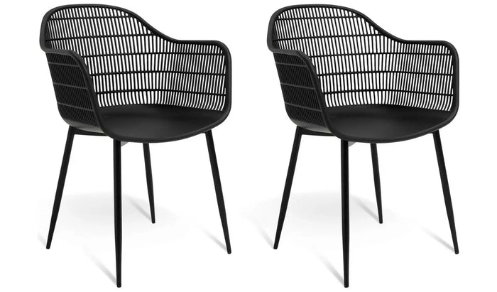 Serpa Set of 2 Plastic Garden Chairs - Black