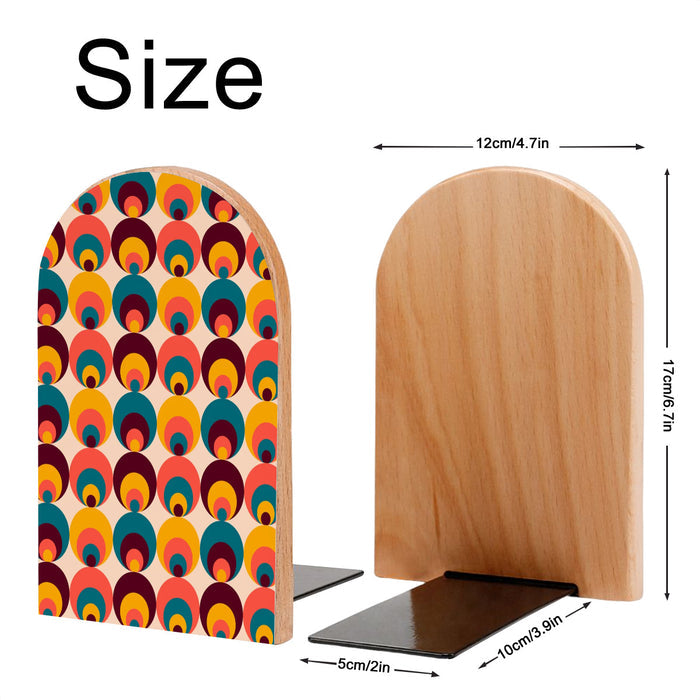 Set of 2 Retro Wooden Bookends – 60s Beech Wood Desk Organizers