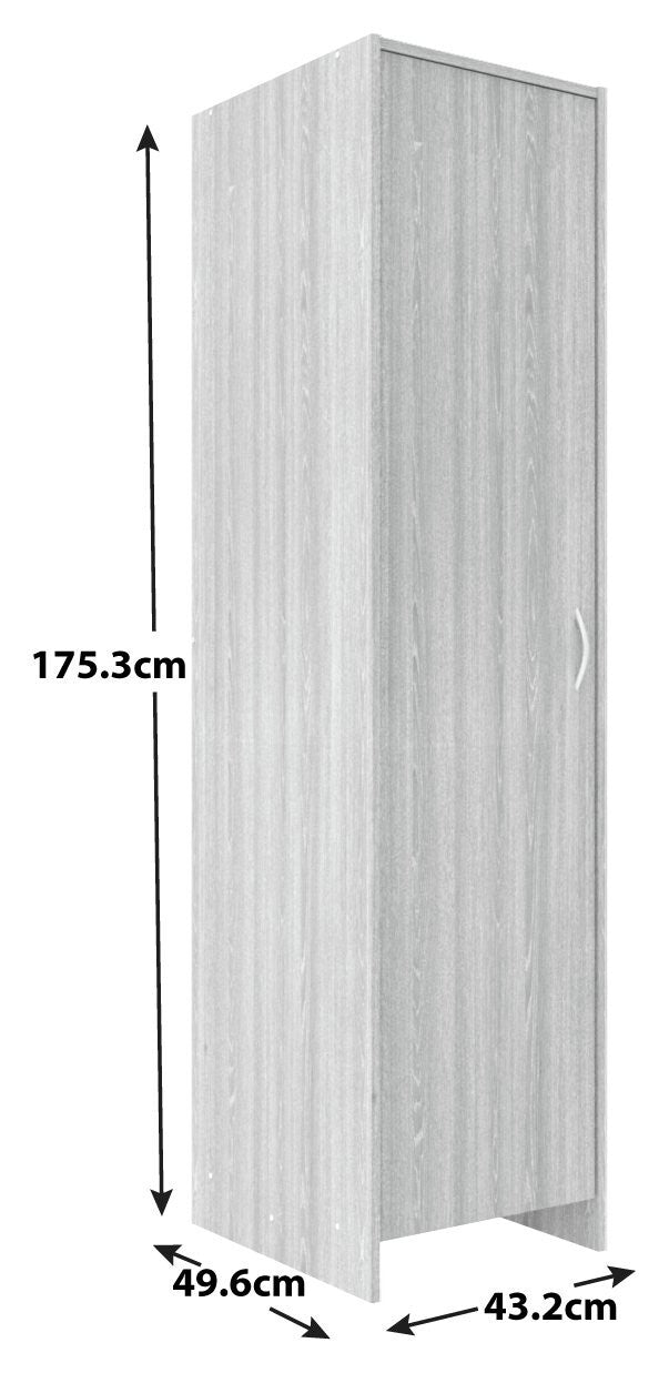 Seville 2 Piece 1 Door Wardrobe Set - Grey & Oak