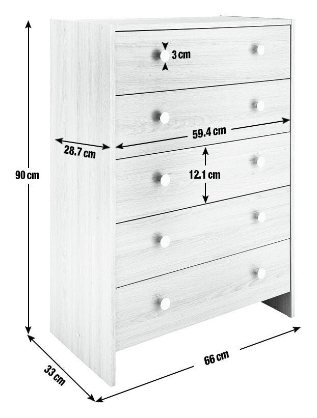 Seville 5 Chest of Drawer - Anthracite (B GRADE)