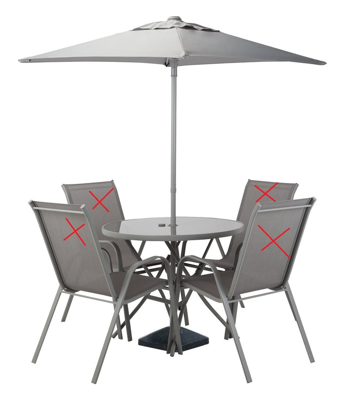 Sicily Garden Table and Parasol Set (No Chairs) - Grey