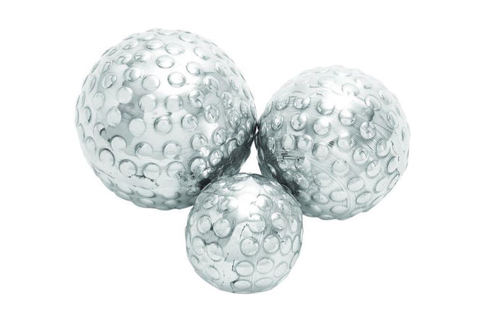 SILVER ALUMINUM HAMMERED ORBS & VASE FILLER,