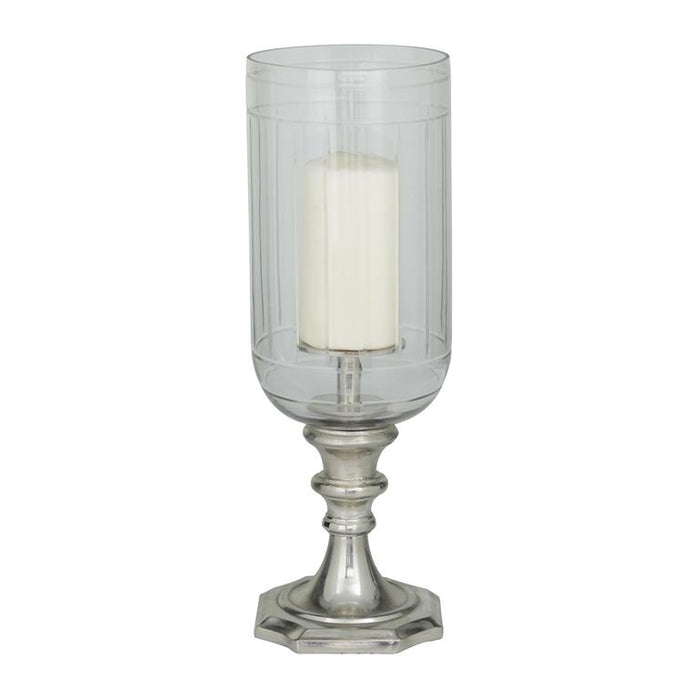 SILVER ALUMINUM HURRICANE LAMP