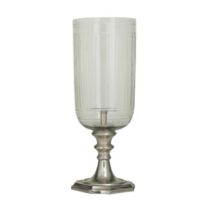 SILVER ALUMINUM HURRICANE LAMP