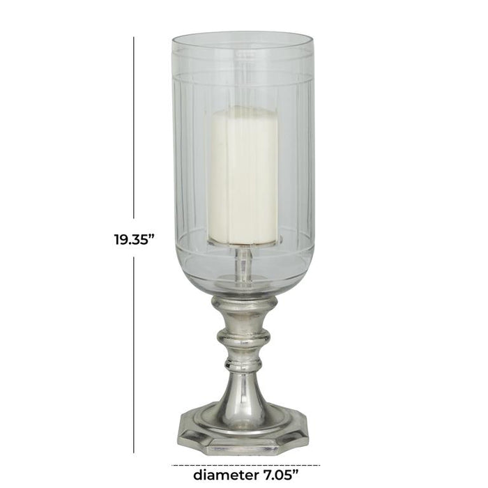 SILVER ALUMINUM HURRICANE LAMP