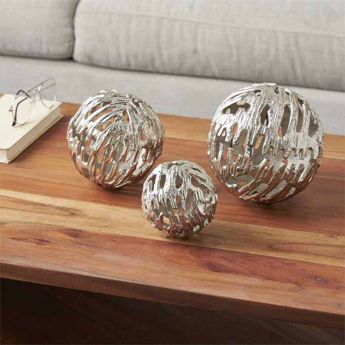 Silver Aluminum Metal Abstract Metallic Cutout Decorative Orbs & Vase Filler