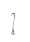 Silver Aluminum Metal Giraffe Tall Decorative Sculpture with Spotted Texturing