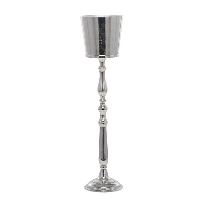 SILVER ALUMINUM TALL FLOOR CHAMPAGNE 2 BOTTLE ICE BUCKET