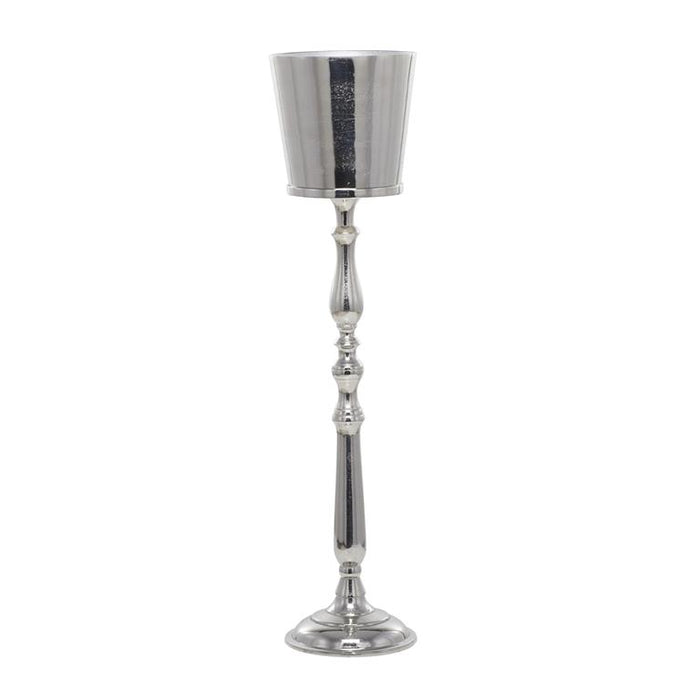 SILVER ALUMINUM TALL FLOOR CHAMPAGNE 2 BOTTLE ICE BUCKET