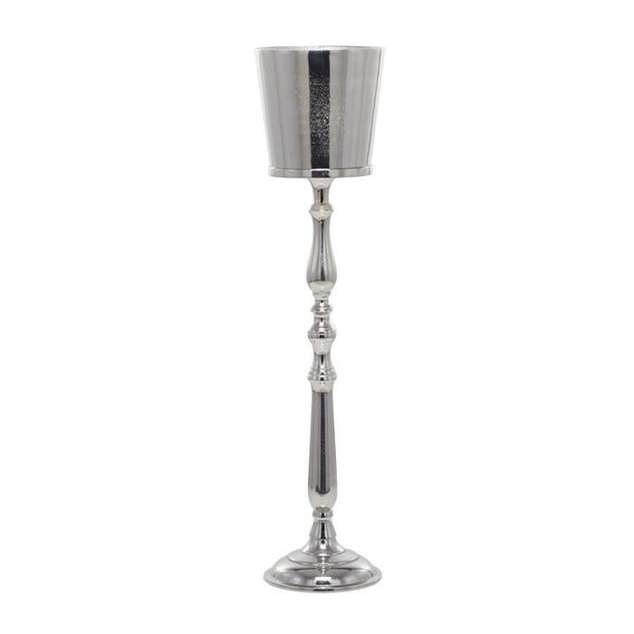 SILVER ALUMINUM TALL FLOOR CHAMPAGNE 2 BOTTLE ICE BUCKET
