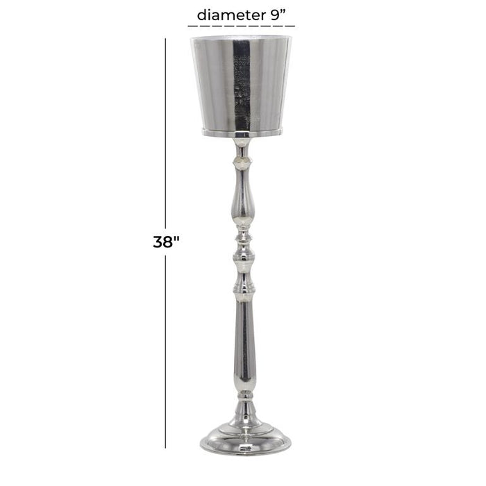 SILVER ALUMINUM TALL FLOOR CHAMPAGNE 2 BOTTLE ICE BUCKET